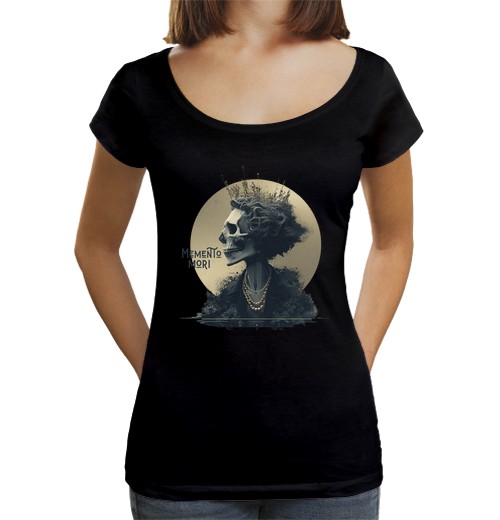 T-shirt da donna scollo amplio Loose Fit regina del memento mori