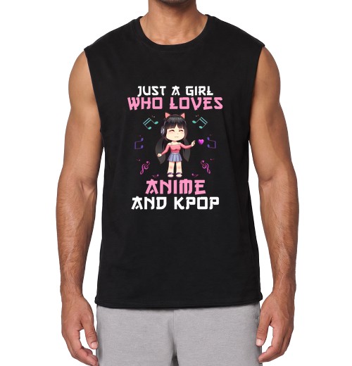 T-Shirt Uomo Senza Maniche Solo Una Ragazza Che Ama I Manga Anime-image