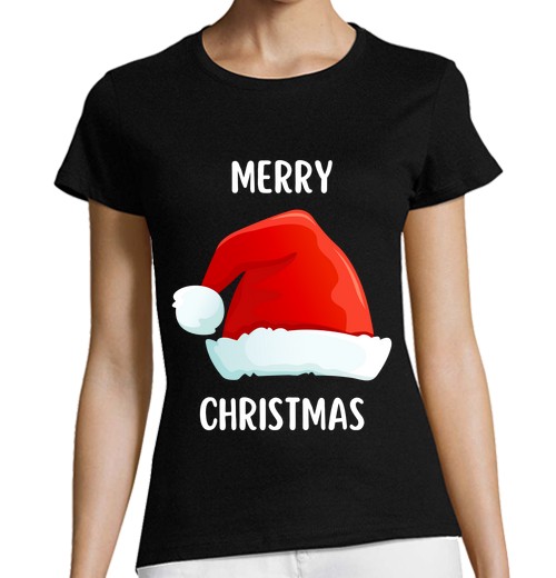 Camiseta Mujer Manga Corta feliz navidad camisa divertida de navid laTostadora
