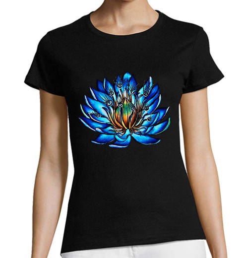 Camiseta Mujer Manga Corta extraña flor de lirio de agua azul de ojos múltiples laTostadora - latostadora.com - Modalova