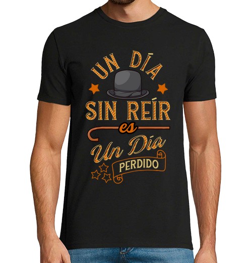 T-Shirt Uomo Manica Corta Un Giorno Senza Ridere è Un Giorno Sprecato Frase Regalo Di Chaplin Festa Del Papà-image