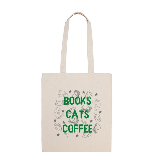 Borsa Di Tela Libri, Gatti, Coffee - Tote-image