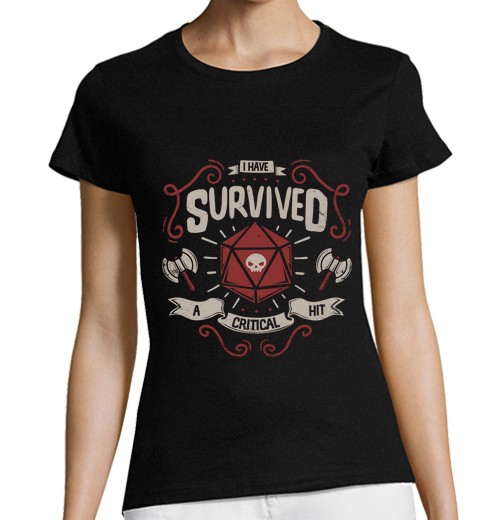 T-Shirt Donna Taglio Classico Maniche Corte Sopravvissuto Al Colpo Critico-image