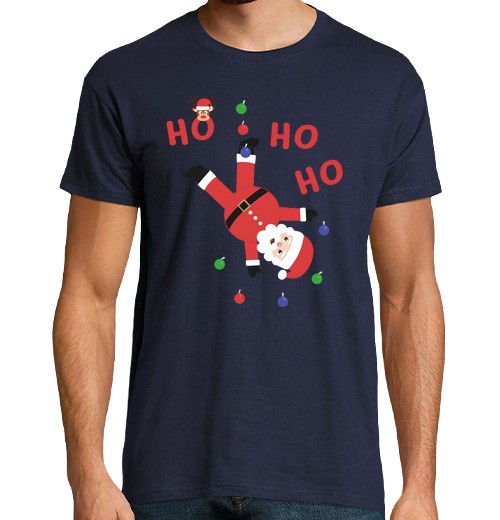 Camiseta Hombre Manga Corta HO HO HO Santa Claus camiseta Navidad laTostadora