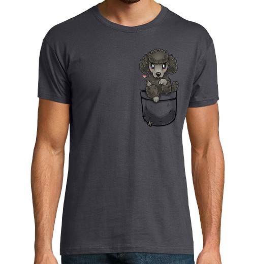 T-Shirt Uomo Manica Corta Tascabile Cane Barboncino Tascabile - Camicia Da Uomo-image