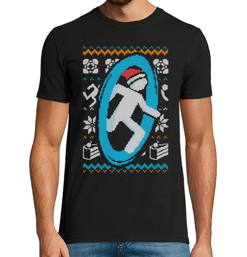 Camiseta Hombre Manga Corta Ugly Sweater Navidad - Portal Azul laTostadora