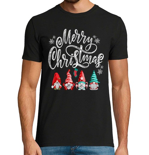 Camiseta Hombre Manga Corta feliz navidad gnomos laTostadora