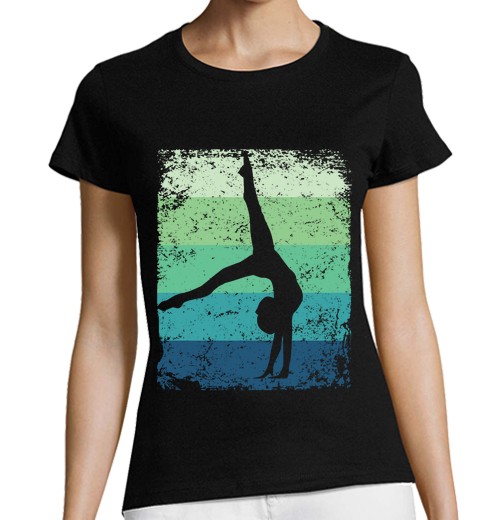 T-Shirt Donna Taglio Classico Maniche Corte Ginnasta Pavimento Ginnastica Ritmica R