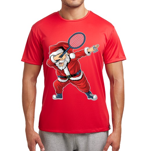 Camiseta Hombre Deportiva bádminton navidad dabbing papá noel laTostadora