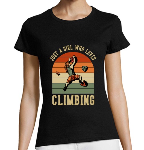 T-Shirt Donna Taglio Classico Maniche Corte Solo Una Ragazza Che Ama L39Arrampicata-image