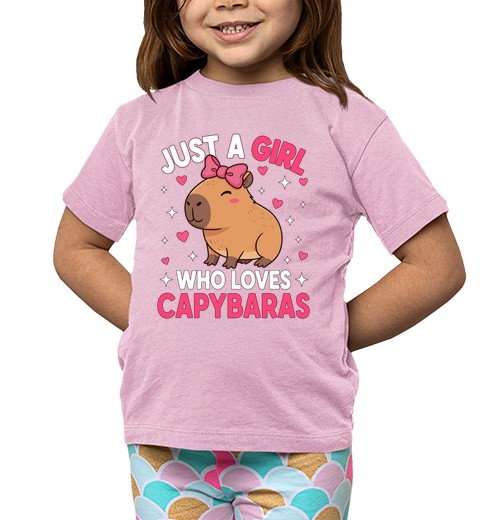 T-shirt bambino manica corta ragazza che ama i capibara