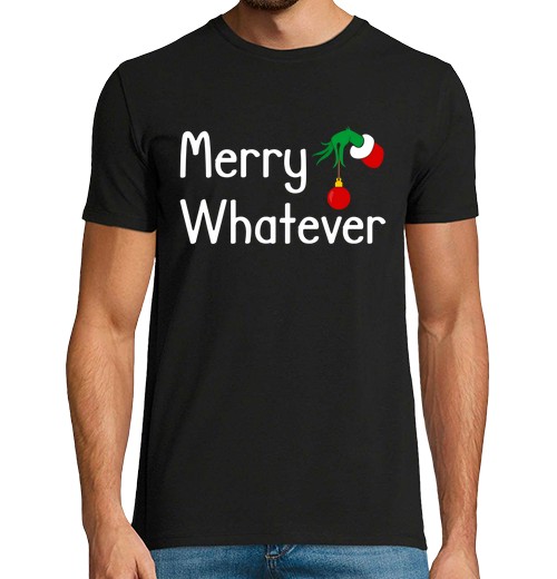 Camiseta Hombre Manga Corta feliz lo que sea humor feliz navidad laTostadora
