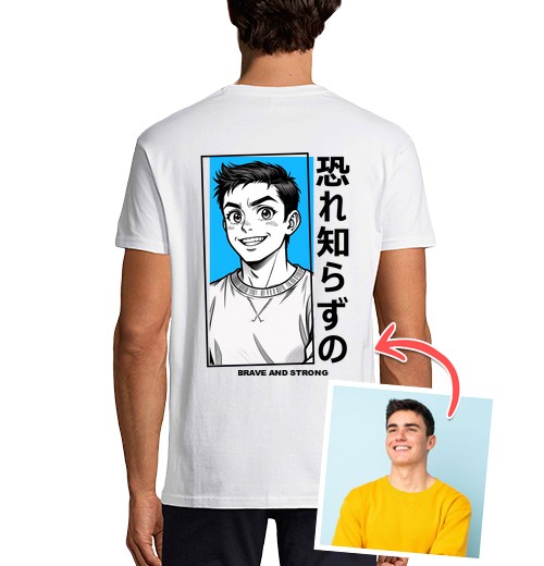 T-Shirt Uomo Manica Corta Effetto Manga Maglietta Foto Personalizzabile-image