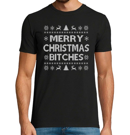 Camiseta Hombre Manga Corta perras feliz navidad laTostadora