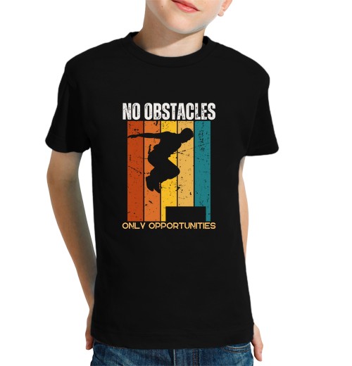 T-shirt bambino manica corta parkour senza ostacoli vintage retrò