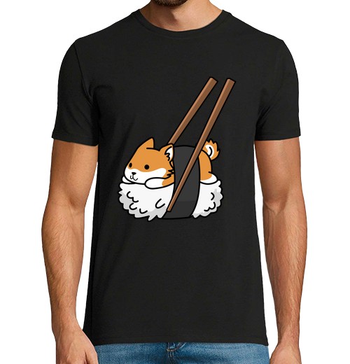 T-Shirt Uomo Manica Corta Cane Shiba Inu Sushi-image