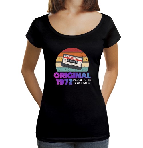 T-shirt da donna scollo amplio Loose Fit orgoglioso di essere vintage 1972