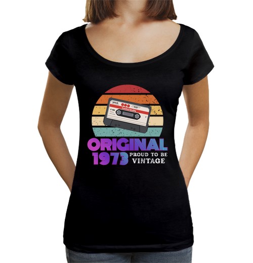 T-shirt da donna scollo amplio Loose Fit orgoglioso di essere vintage 1973