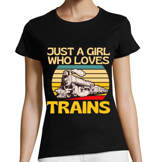 T-Shirt Donna Taglio Classico Maniche Corte Solo Una Ragazza Che Ama I Treni Ferrov-image