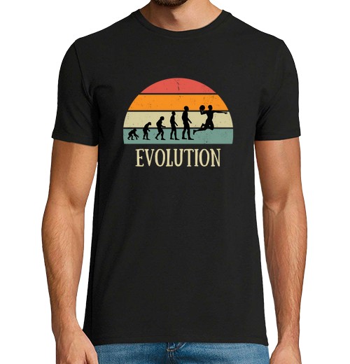 T-Shirt Uomo Manica Corta Evoluzione Pallamano Uomo Umorismo-image