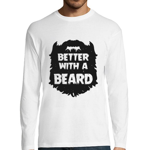 T-Shirt Uomo Manica Lunga Meglio Con La Barba - Ragazzo Lungo