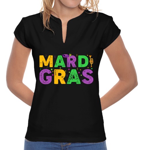 T-shirt donna colletto alla coreana buon martedì grasso