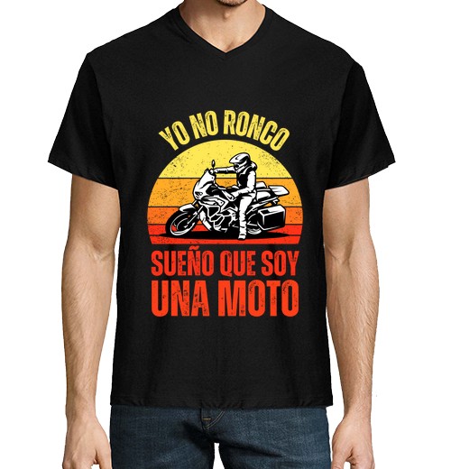 T-Shirt Uomo Scollo A V Io Non Russo Sogno Che Sono Una Moto-image
