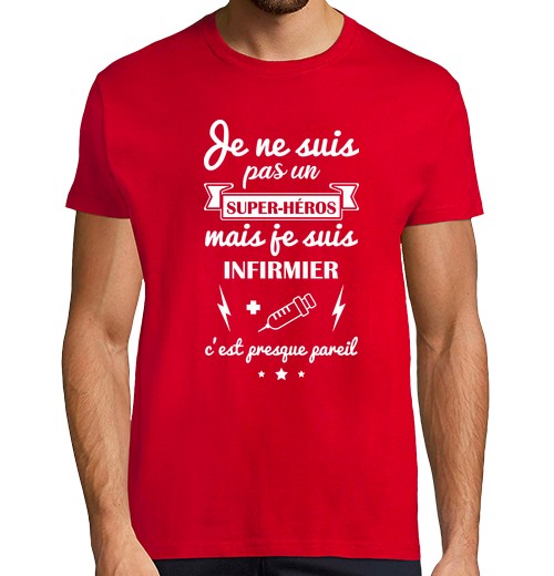 Camiseta Hombre Manga Corta enfermera superhéroe navidad laTostadora