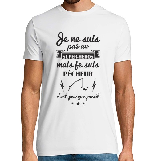 Camiseta Hombre Manga Corta pescador de superhéroe navidad laTostadora