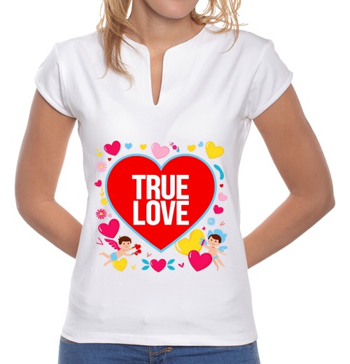 T-shirt donna colletto alla coreana San Valentino vero amore