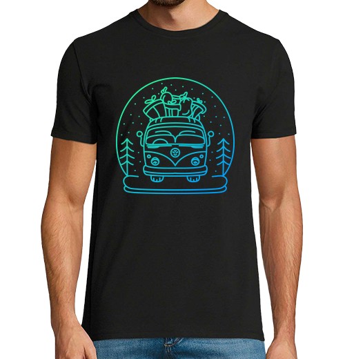 Camiseta Hombre Manga Corta furgoneta de navidad laTostadora