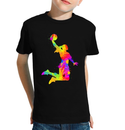 T-shirt bambino manica corta basket ragazza donne ragazze