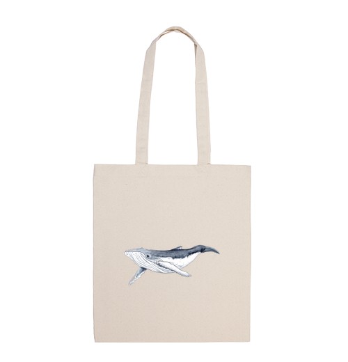 Borsa Di Tela Borsa Neonato Balena Yubarta - Borsa Tela 100 Cotone-image