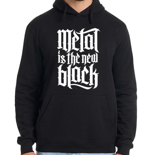 Felpa Uomo Con Cappuccio Il Metallo è Il Nuovo Nero N3 (Bianco)