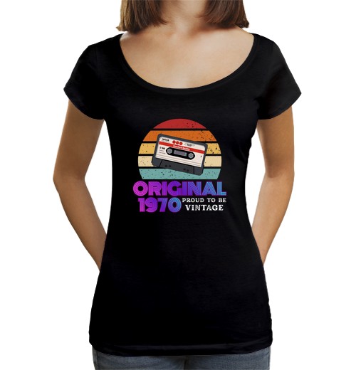 T-shirt da donna scollo amplio Loose Fit Disegno 4772524