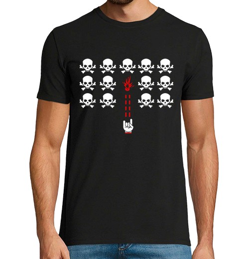 skull hand horns rock space invaders arcade recreational skull hand horns rock space invaders arcade recreational