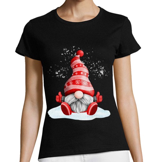 Camiseta Mujer Manga Corta gnomo de navidad diablillo enano laTostadora
