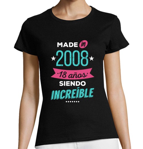 T-shirt donna taglio classico maniche corte fatto nel 2008 18 anni di incredibile