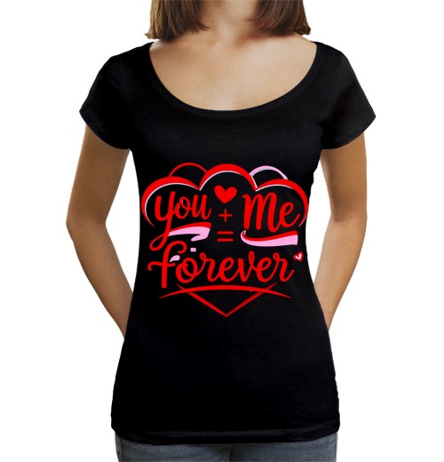 T-shirt da donna scollo amplio Loose Fit San Valentino amore per sempre