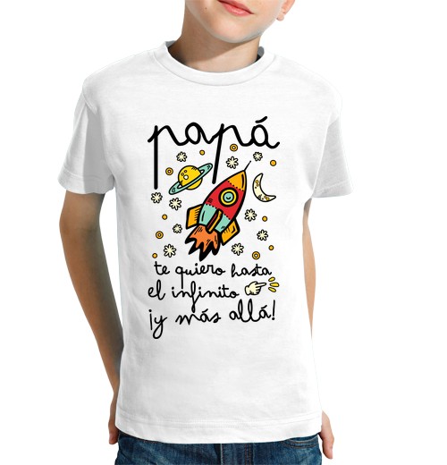 T-Shirt Bambino Manica Corta Papà Ti Amo Verso L'infinito E Più Al Di Là-image