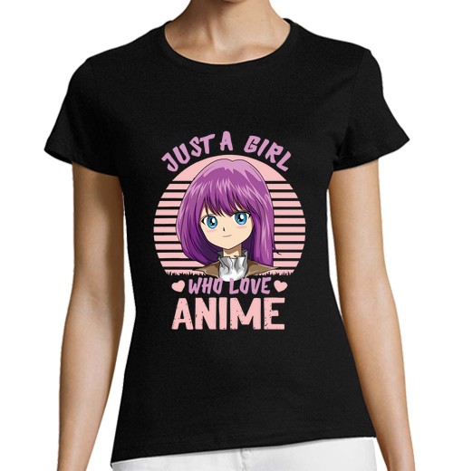 T-Shirt Donna Taglio Classico Maniche Corte Solo Una Ragazza Che Ama L'umorismo Amante Dei Manga Anime-image
