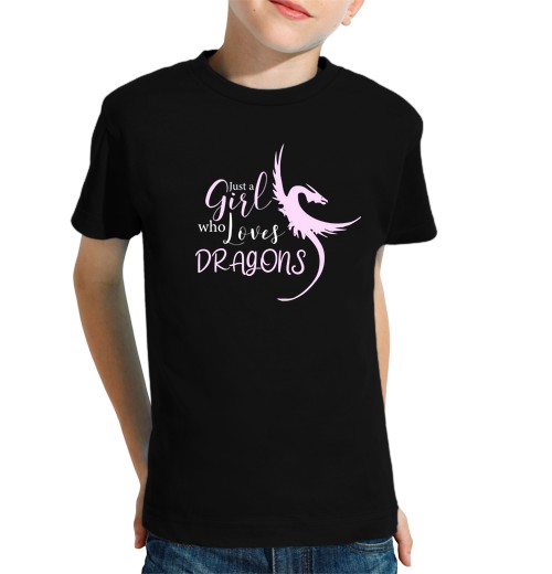 T-Shirt Bambino Manica Corta Solo Una Ragazza Che Ama I Draghi-image