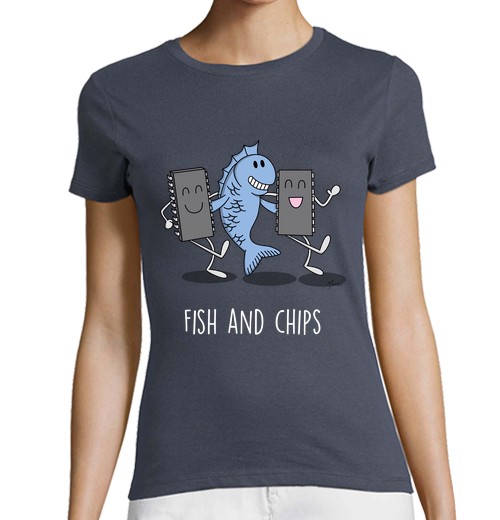 Camiseta Mujer Manga Corta Fish and Chips black laTostadora - latostadora.com - Modalova