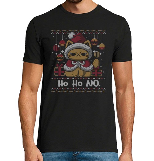 Camiseta Hombre Manga Corta ho ho no hay navidad laTostadora