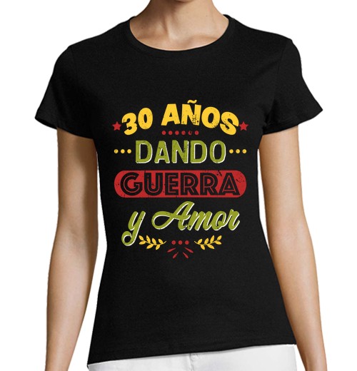T-Shirt Donna Taglio Classico Maniche Corte 30 Anni Dando La Guerra E Amore-image