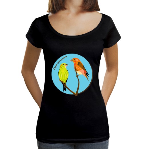 T-shirt da donna scollo amplio Loose Fit crociere - loxia curvirostra