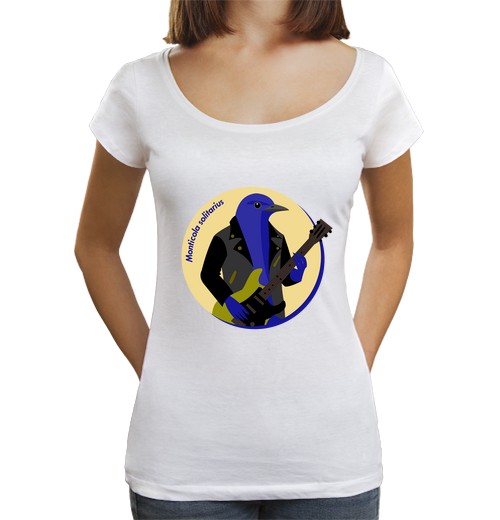 T-shirt da donna scollo amplio Loose Fit rocker solitario - monticola solitarius