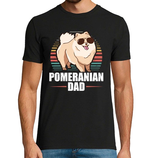 T-Shirt Uomo Manica Corta Pomerania Papà Proprietario Di Cane Pom-image