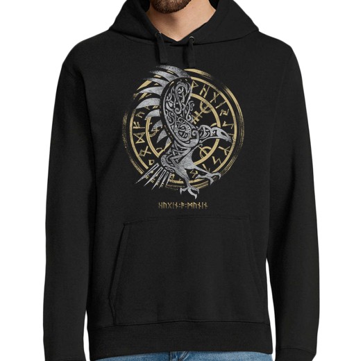 Sudadera Con Capucha Para Hombre Cuervo de Odin solo laTostadora