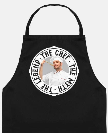 delantal the chef the myth the legend foto personalizable
